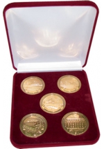 'Stations of Donetsk railway' medals set in a velvet case