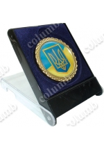 'Small coat of arms of Ukraine' standard formed medal 'galactica' in a plastic case