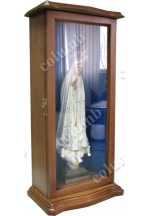 Unique wooden case with a glass door for a figurine