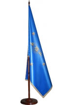Flag on a wooden floor stand