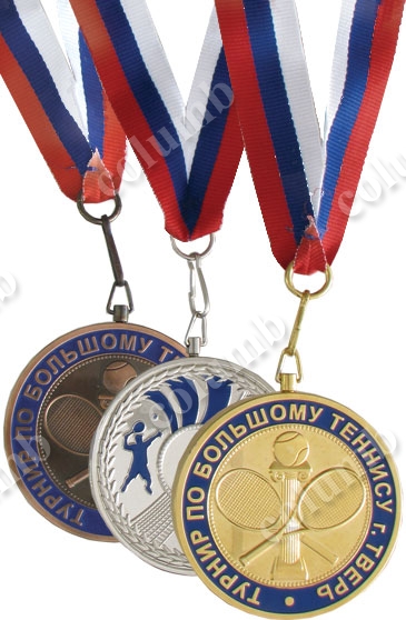 Coined medals with different types of coatings and enamels, completed with ribbons